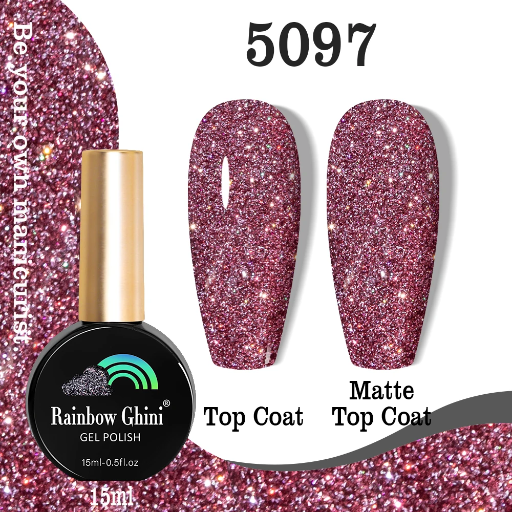 

Rainbow Ghini 15ml Gel Nail Polish Varnish Semi-permanent Nail Supplies Soak off UV Gel Polish Glitter Colors Nail Polish Salon
