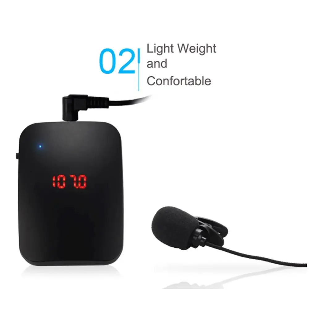 Wireless Microphone FM Radio Transmitter Headset Collar Traval Guide MIC Transmitter with Headset And Lapel For Audio Work