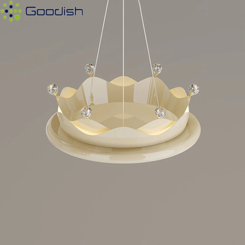 Lustre romantique couronne rose princesse lampes suspendues modernes Art décoration de la maison lampes suspendues pour chambre d'enfant chambre de fille