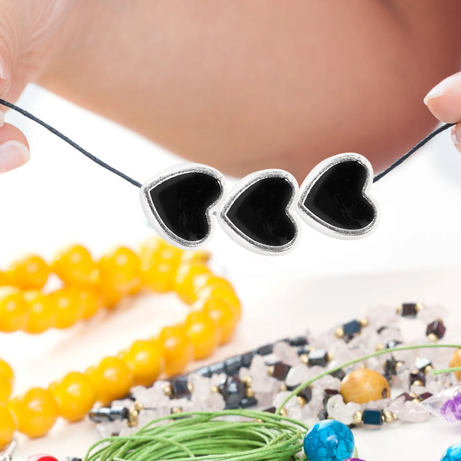 

100pcs Heart Shaped DIY Spacer Beads Necklace Bracelet Kits Alloy Wear Resistant Craft Supplies Beading Jewelry Making