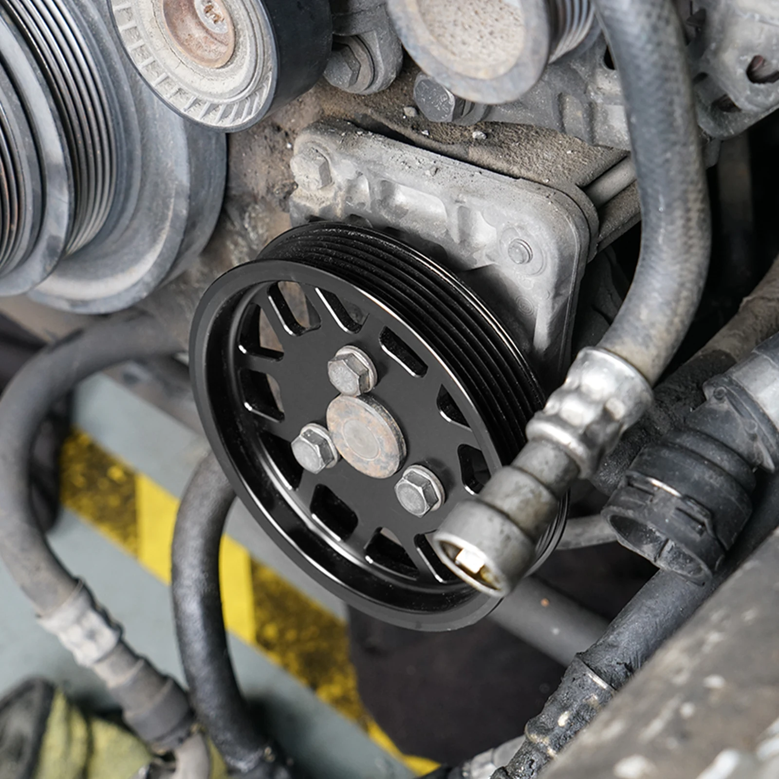 (EU-Lager) BEVINSEE Aluminium-Servolenkungsriemenscheibe für BMW E46 E36 E39 E38 E53 Z3 M52TU M54 Motor Ersatz für 32 42 1 740 858 – Detail 4