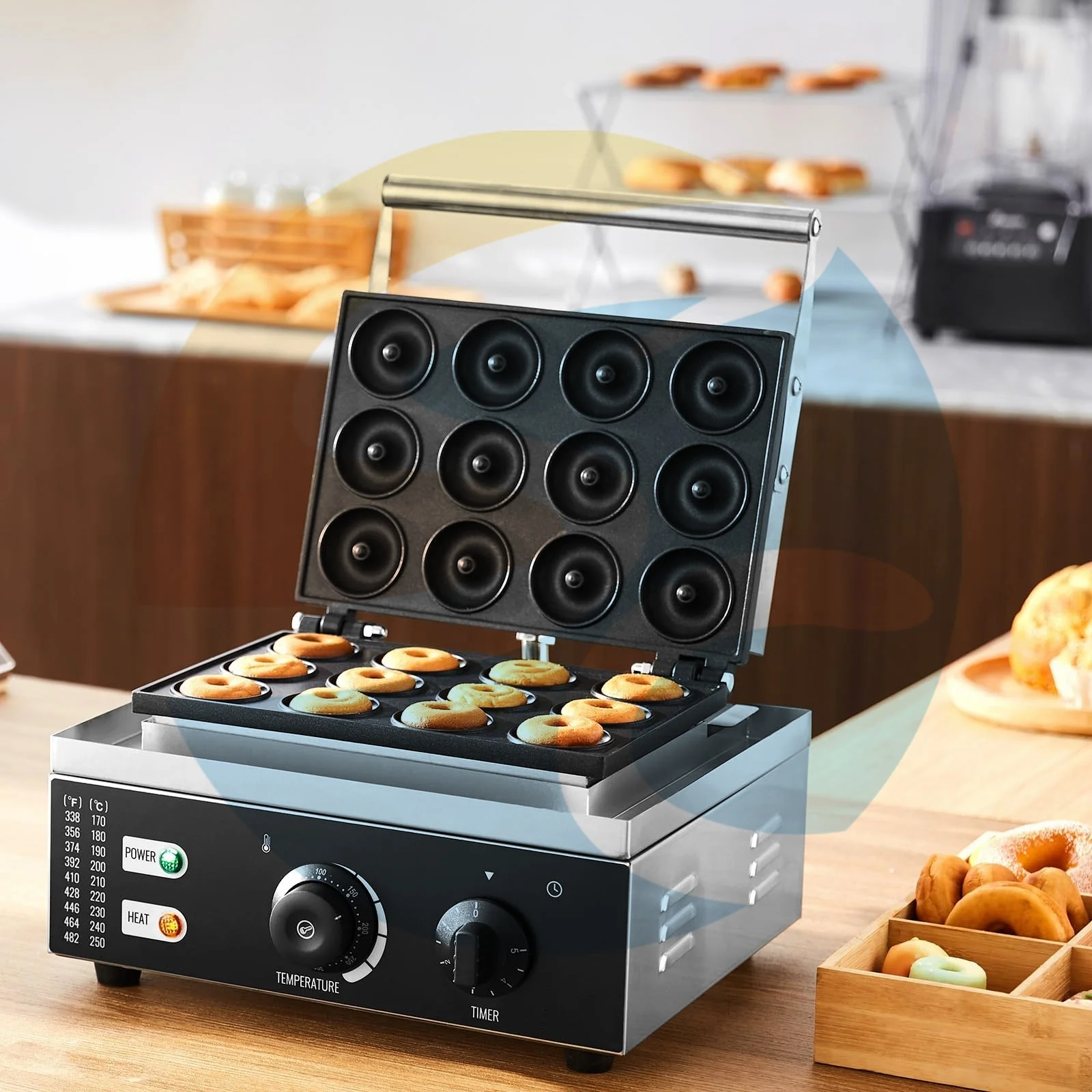 12 Holes Commercial Donut Waffle Machine Electric Doughnut Machine Stainless Steel Crispy Maker For Restaurant & Home Use