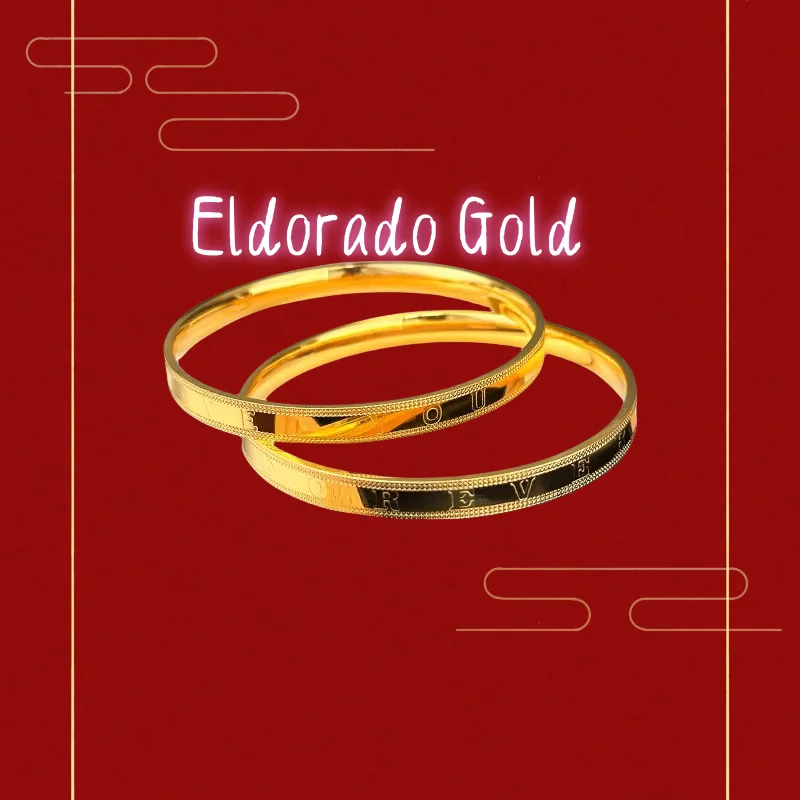 

9999 real glod light luxury design sense cnc smooth English design sense bracelet mirror Forever Love You bracelet Valentine's