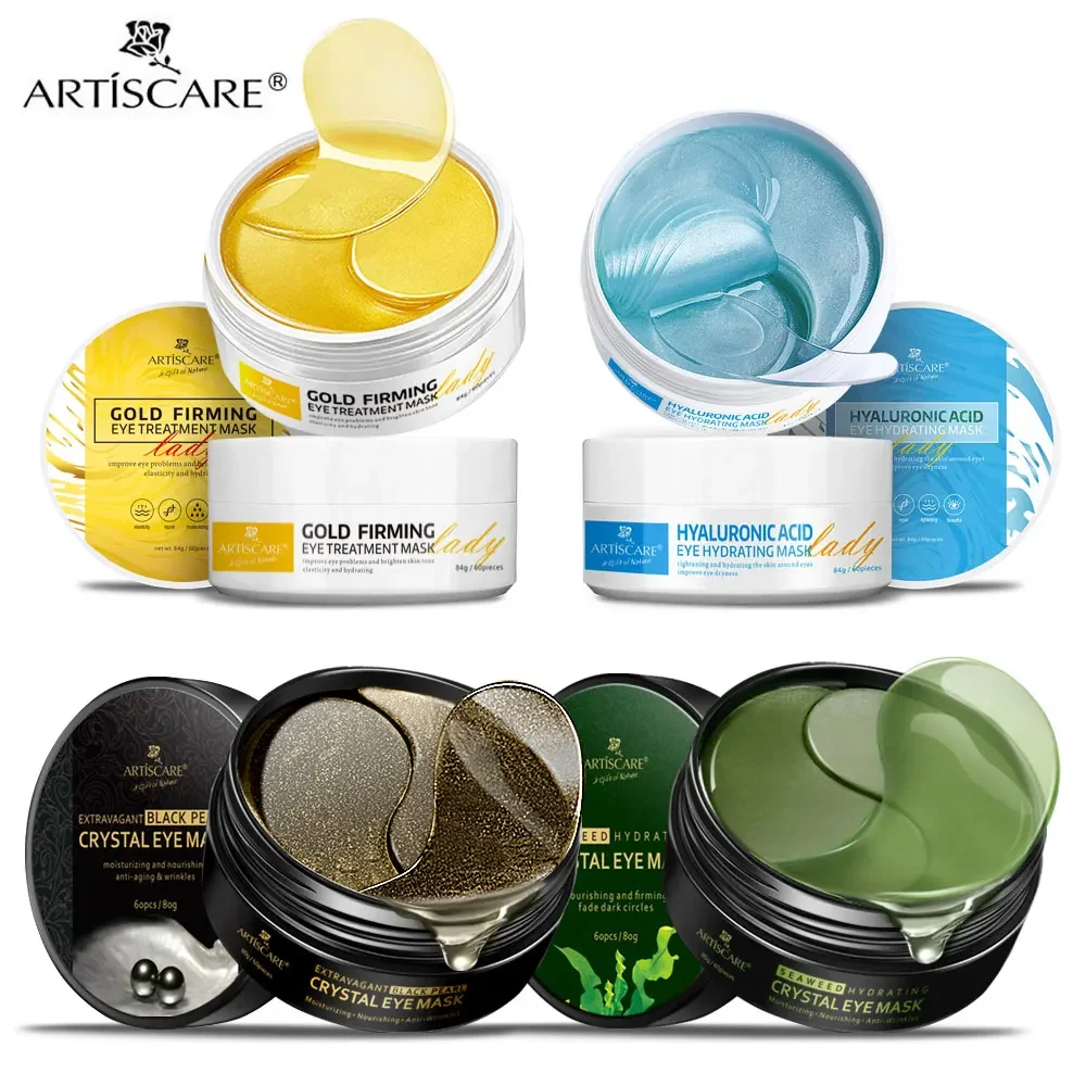 ARTISCARE masque pour les yeux 60 pièces acide hyaluronique & or & algues et perles noires patchs pour les yeux pour les cernes soin hydratant pour les yeux