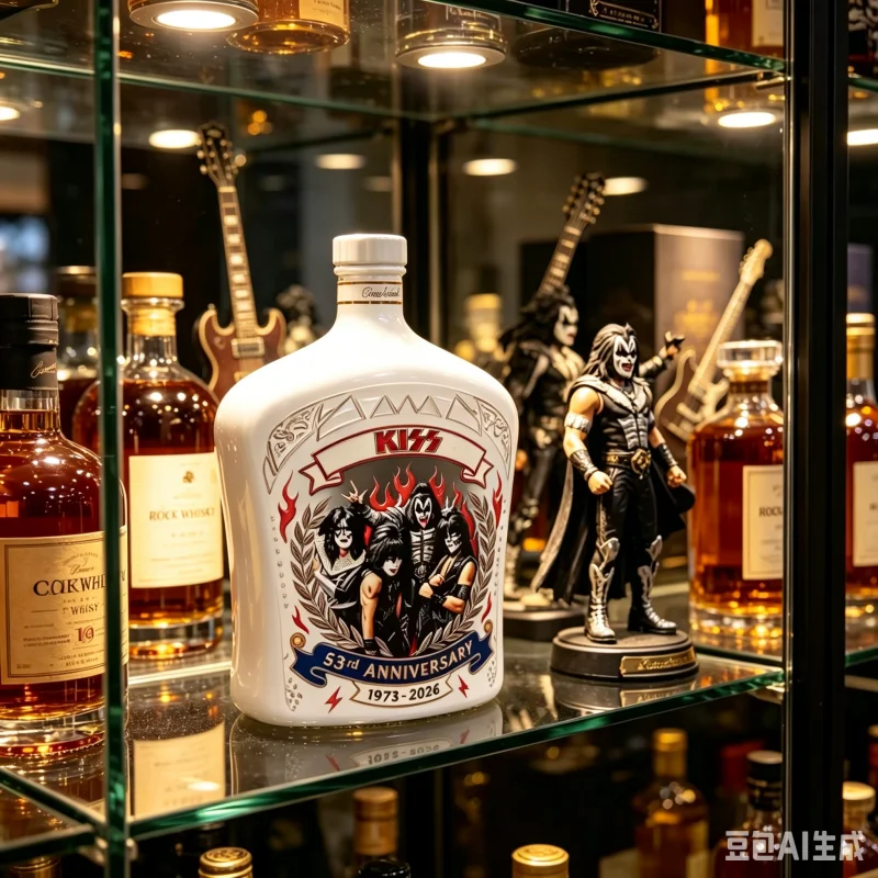 53rd Anniversary KISS Rock Band Black Glass Decanter Liquor Whiskey Bottle KISS Army Home Bar Decor Fan Collectible Gift