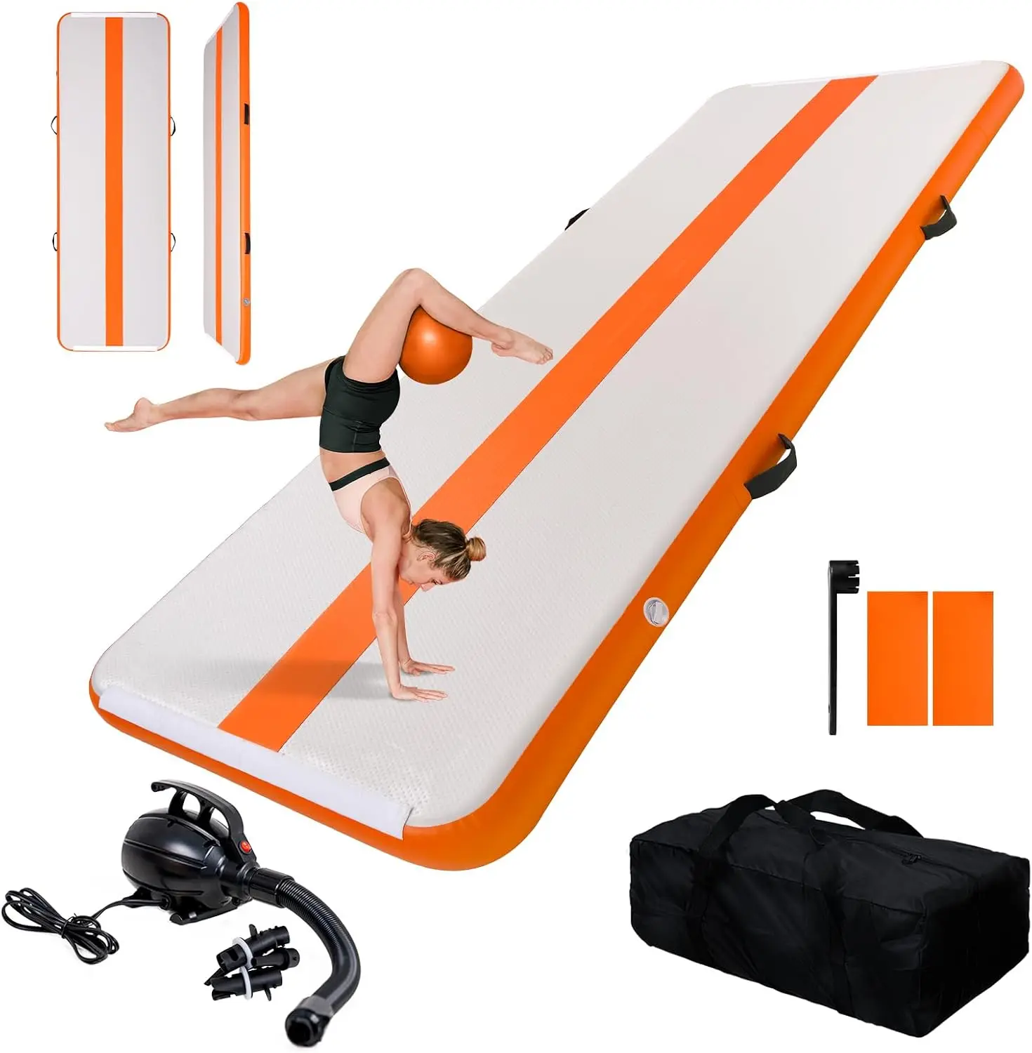 10/13ft Inflatable Gymnastics Tumble Track Tumbling Mat 4in Thick Air Floor Tumble Track with Electric Pump for Cheer