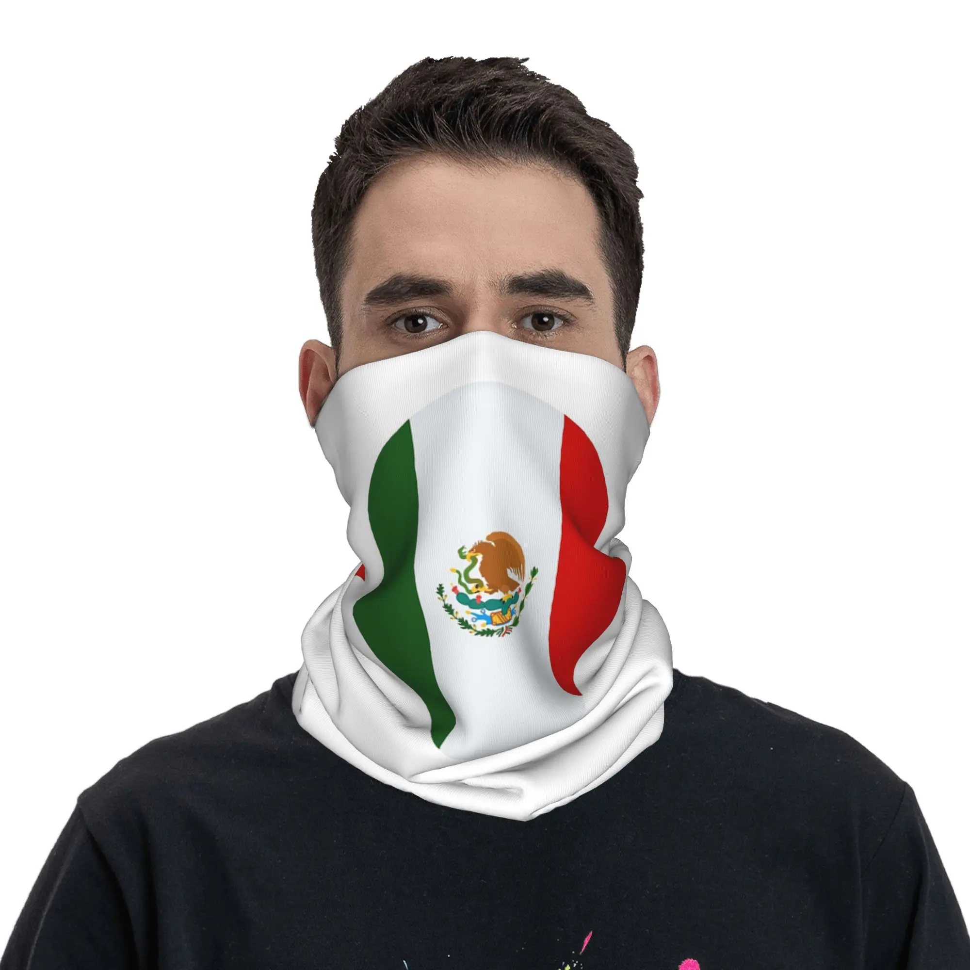 Mexican Flag Official Flag of Mexico Bandana Neck Cover Printed Magic Scarf Face Mask Outdoor Sports for Men Women Washable