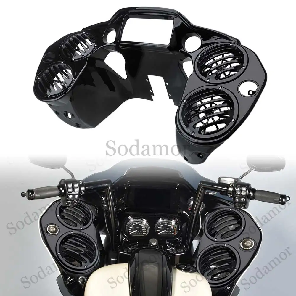

Black Front Inner Fairing Cover with 4 6.5" Speaker Pods for Harley Touring Road Glide FLTRX FLTRXS 2015-2023 FLTRT 2023-2025