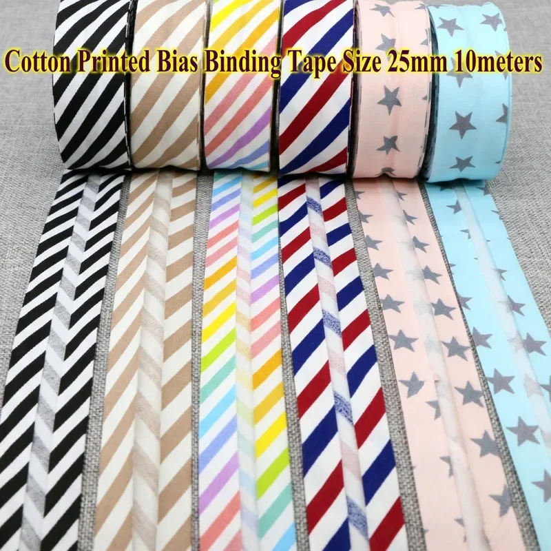 Cotton Bias Tape Ribbon Dots Grid Stripe Tartan Checked Scottish Printed 25mm 1\