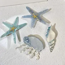 New Beach Series Acetate Hair Clip Starfish Conch Jellyfish Hairpin Personalized Cute Fun Barrettes Creative Duckbill Clip