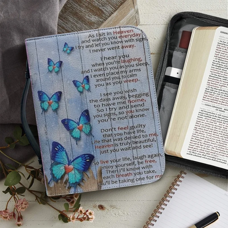 I Can Do All Things a través de Cristo, impresión personalizada, funda de la Biblia de la Iglesia, bolso de mano de PU, libro de estudio, cajas de almacenamiento para mujeres