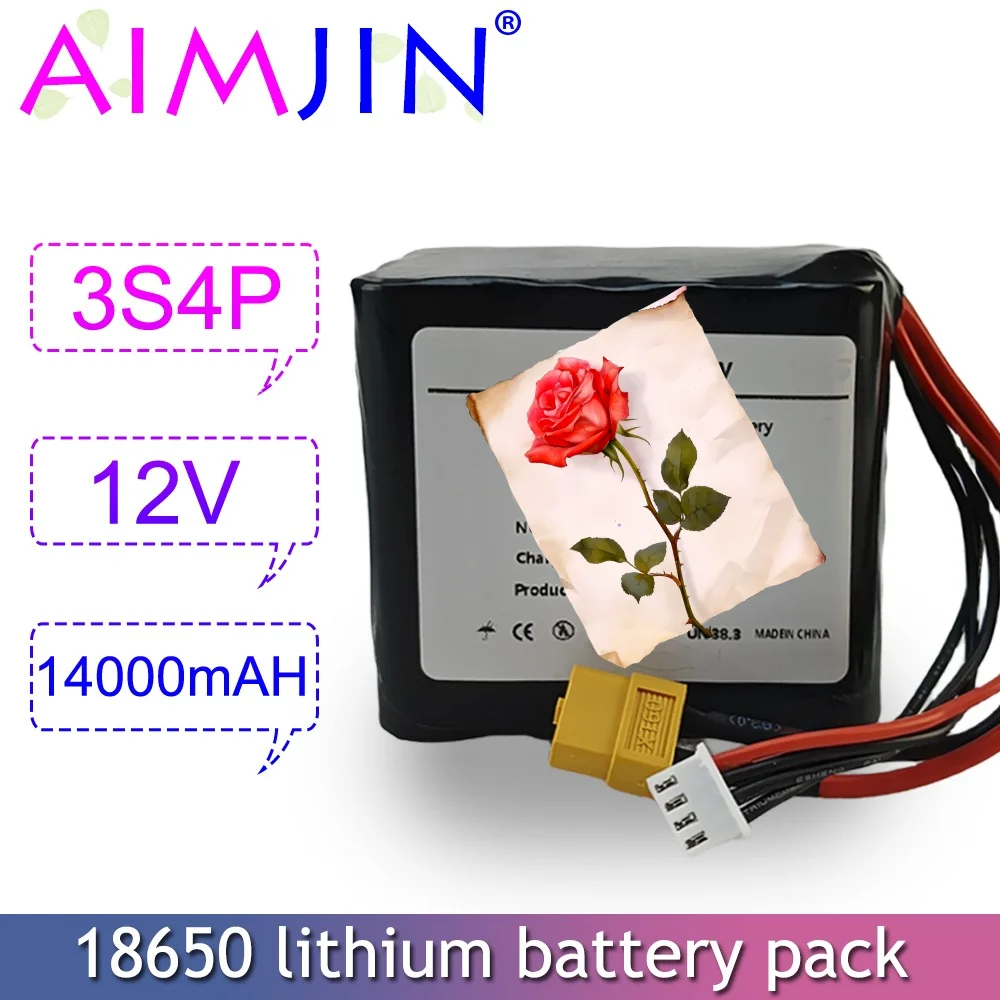 

Rechargeable Li-ion 3S4P Battery Pack 12V 14000mAh For Various RC Airplane Drone Quadrotor 18650