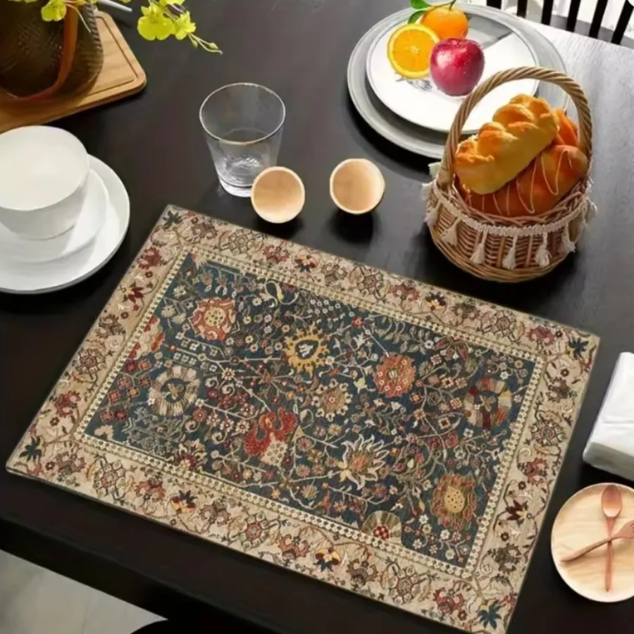 1/4/6pcs Fabric Placemats with Bohemian Patterns,Festive Placemats for Dining, Decorative Mats, Suitable for Festive Parties
