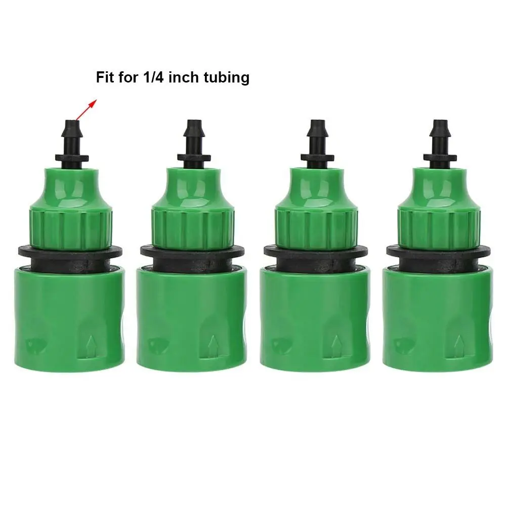Plastic Garden Hose Splitter 4 Way Outlet Green Hose Splitter 1/2 Inch Inlet Fits 1/4 Inch Tubing Hose Tap Splitter
