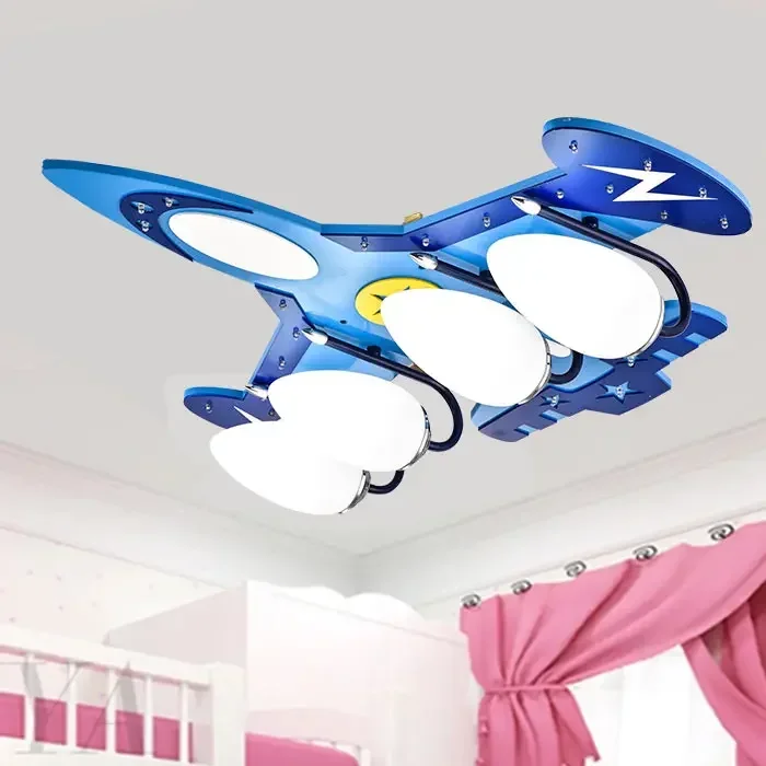 Lustres d'avion de dessin animé à LED, lampe encastrée, plafonnier pour chambre d'enfant, éclairage de chambre d'enfant, lumières décoratives familiales, 4 * E14 +