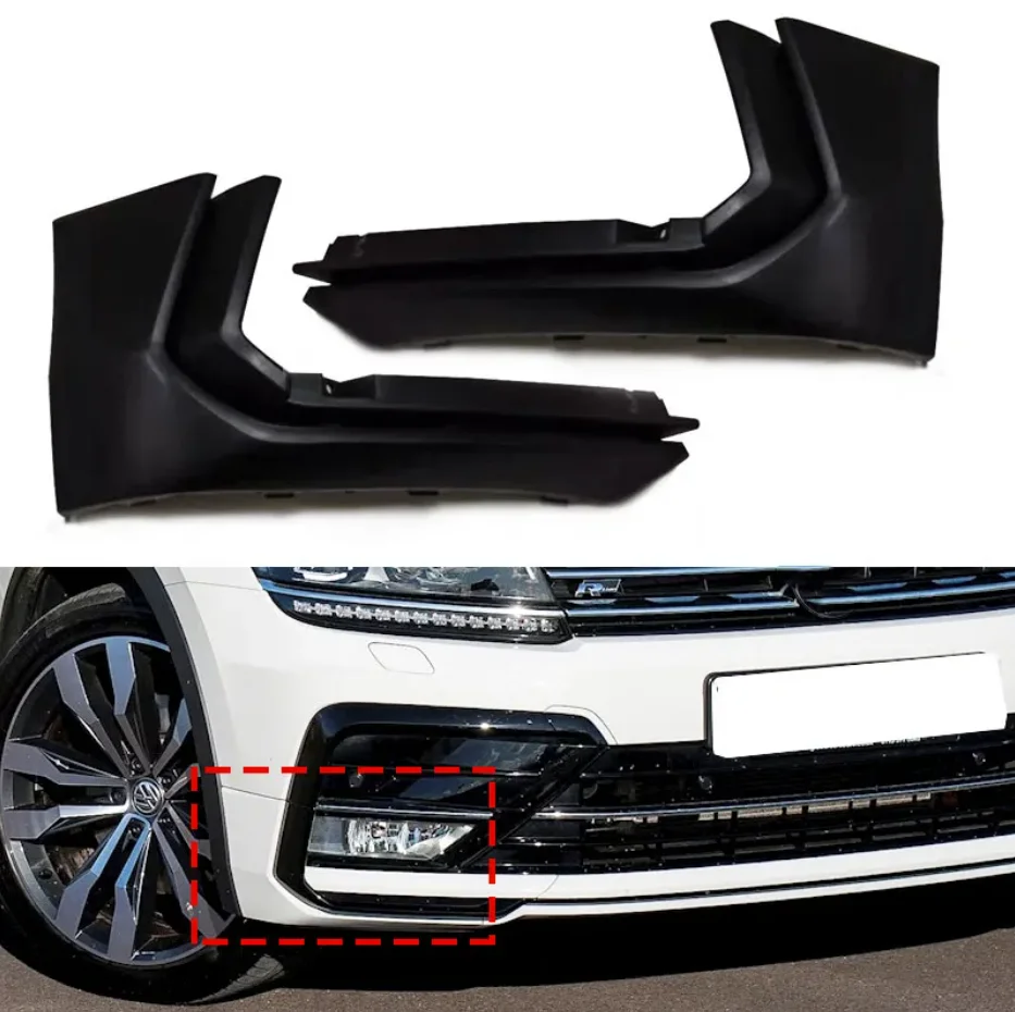 Car Front Bumper Fog Light Cover Trim Molding Unpainted 5NN853211C 5NA853212C For VW Tiguan R Line 2017 2018 2019