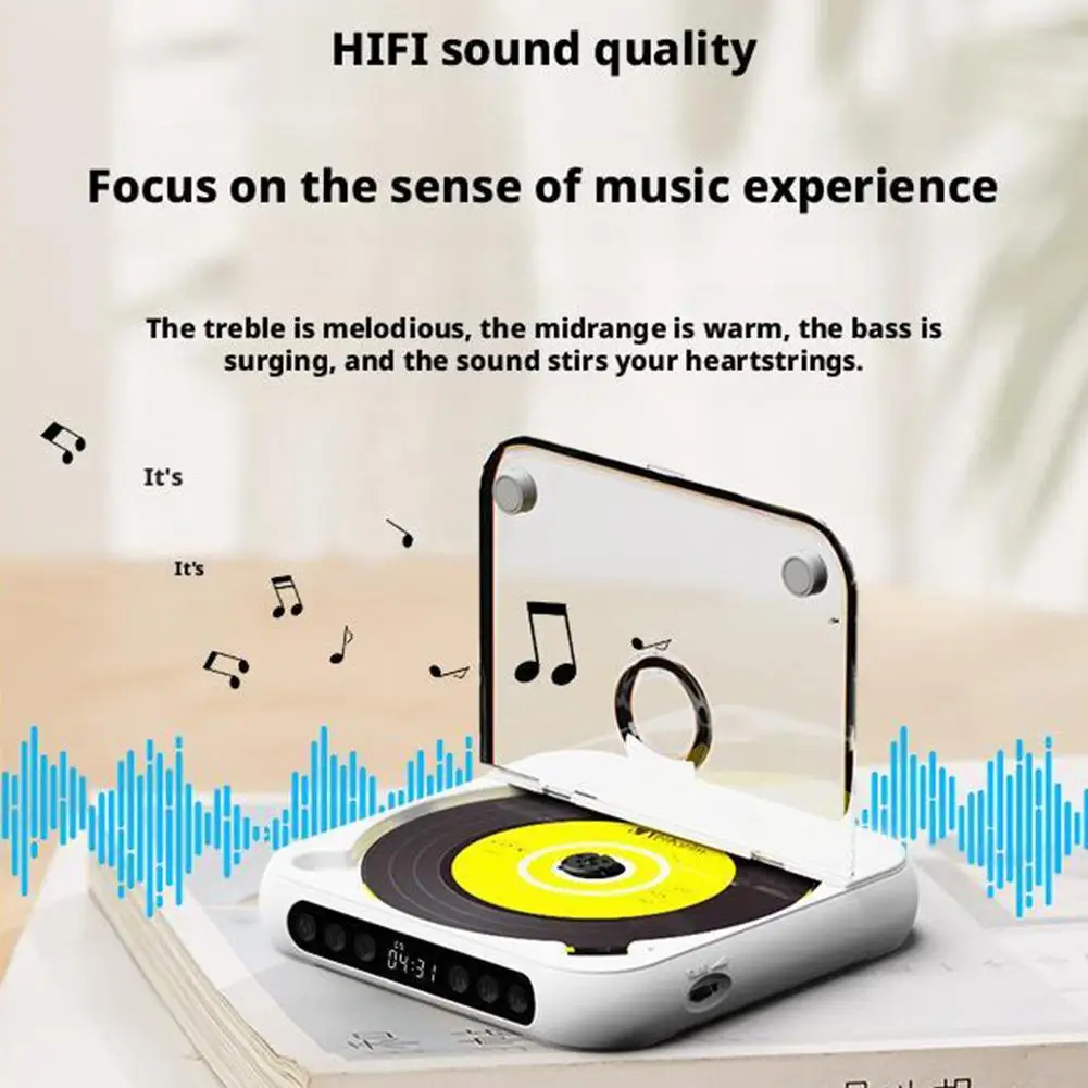 Portable Bluetooth CD Player – Hi-Fi Sound,heavy Bass, Rechargeable Battery, Playback, & Compact Wired Lightweight & Wirele J9T6