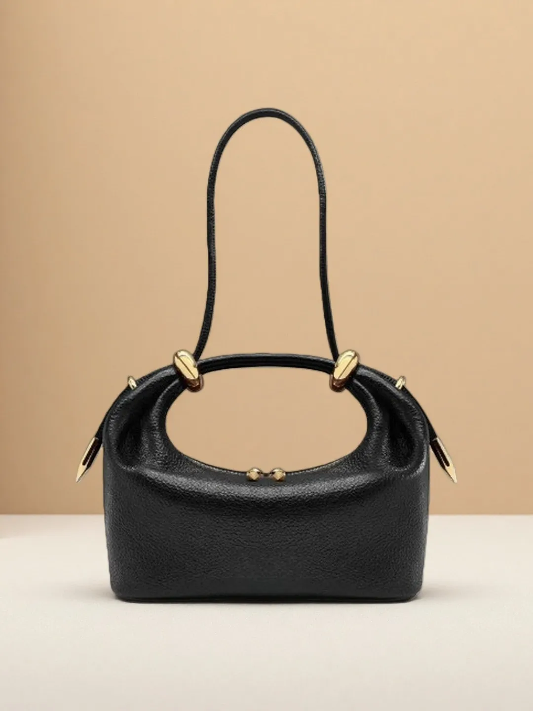 Women Shoulder Bag PU Wear Resistant Soft Leather Simple Design Metal Decoration Spring Fashion Light Luxury Commuting Handbag