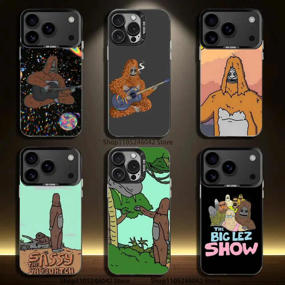 

S-Sassy The Sasquatch For iPhone 17,16,15,14,13,12,11,Pro,MAX,Plus Black Shockproof Candy Matte Cover