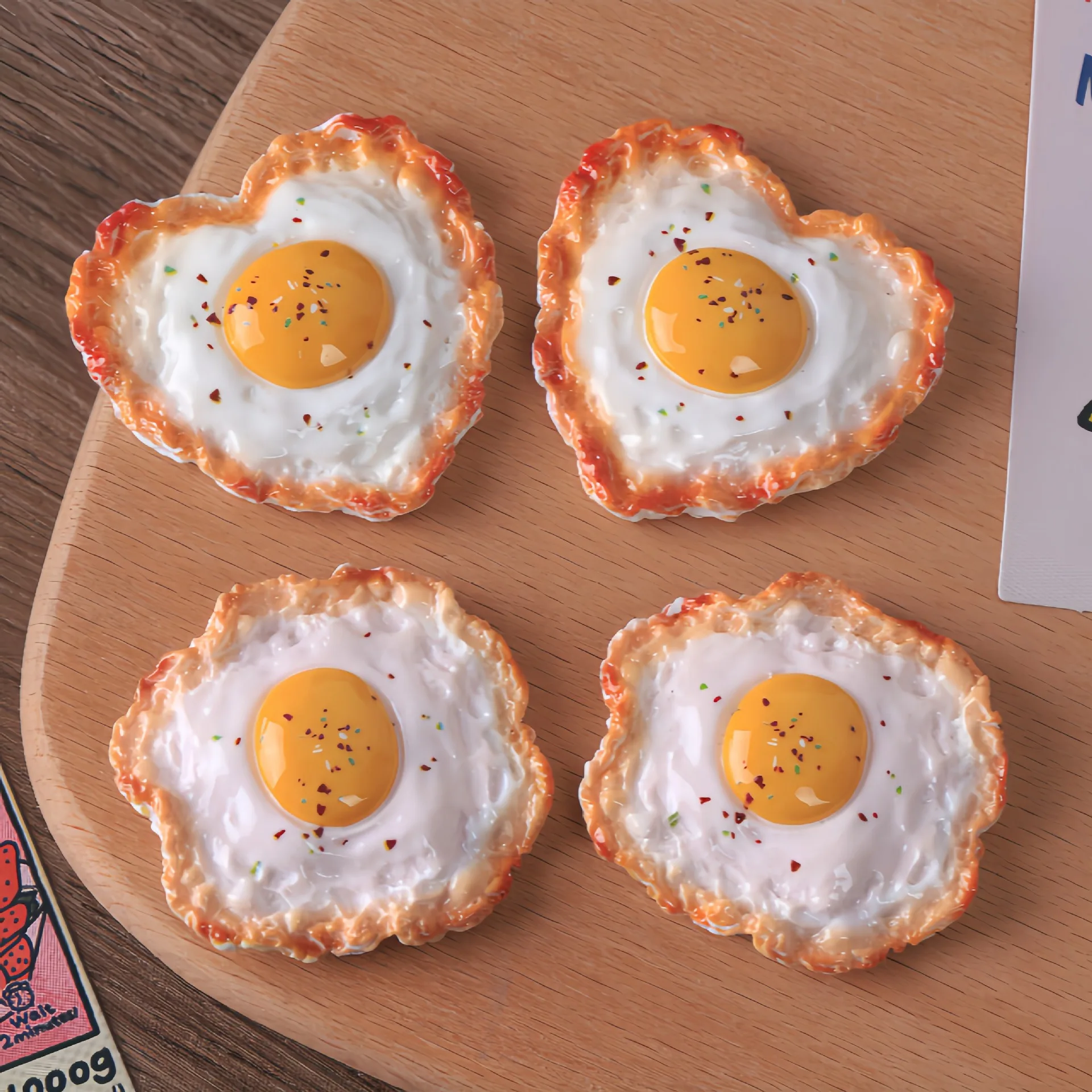4pcs Simulated Fried Egg Resin Accessories Breakfast Shop DIY Landscape Decoration