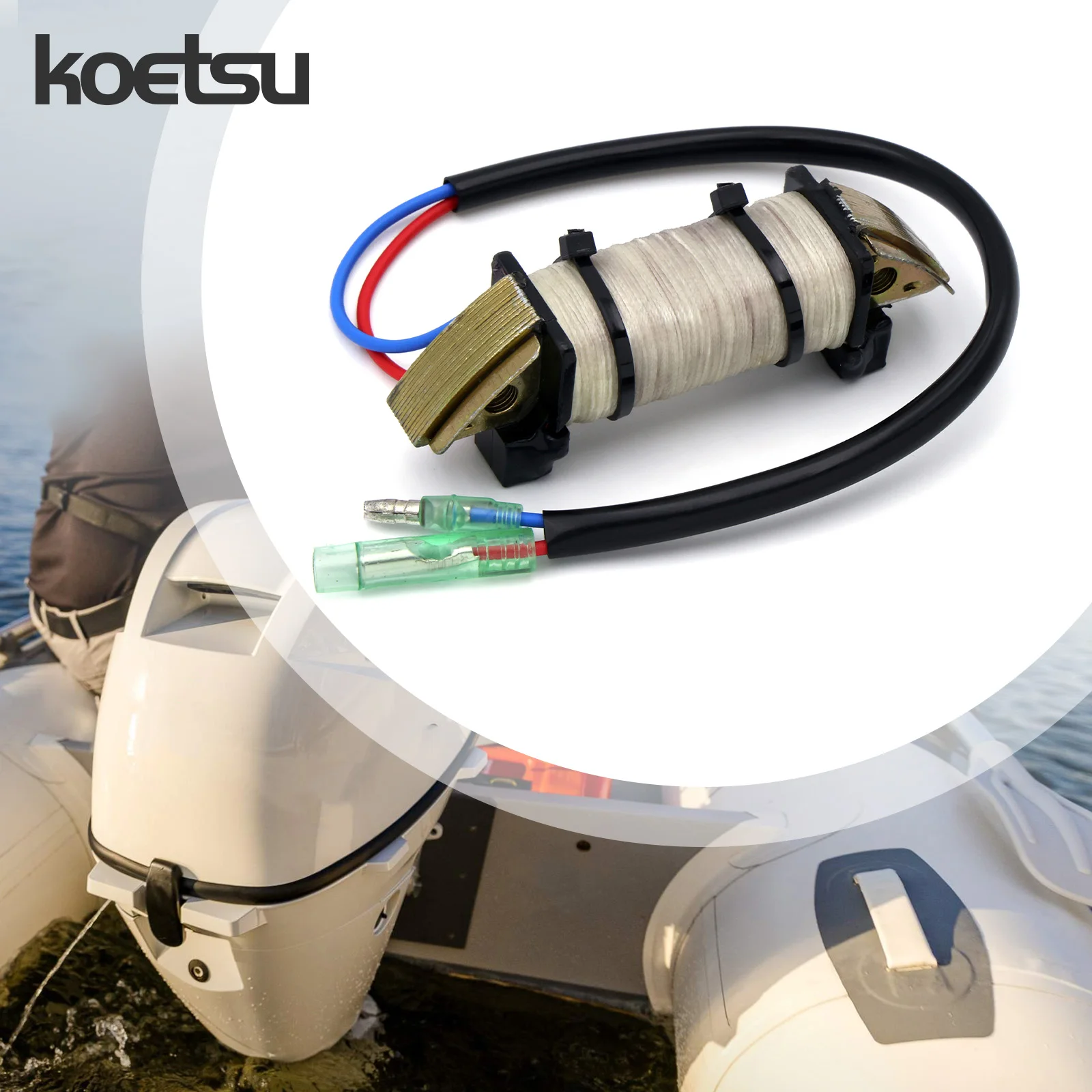 KOETSU Charging Coil for Tohatsu for Mercury Outboard Motor/Boat Engine Parts Kits, Two-Stroke, 3.5, 5, 8, 9.8, 18 HP