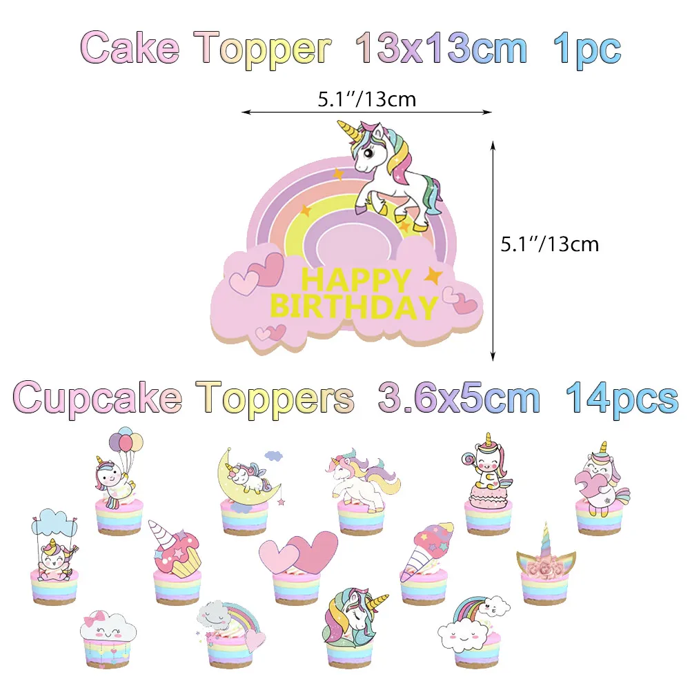 Cartoon Dreamy Cute Unicorn Birthday Party Decoration Supplie Cake Decoration Banner Numbers Balloon Background Suit Baby Shower