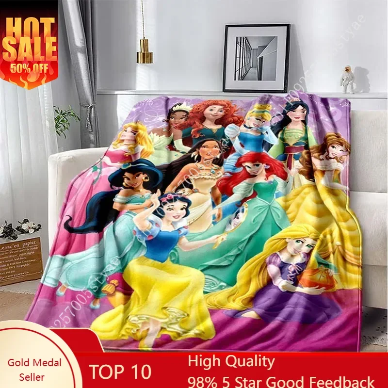 

Disney Princess Blankets Cartoon Plush Blanket Soft Indoor Decoration Child Holiday Party Boy Girl Gifts Warm Custom Quilt