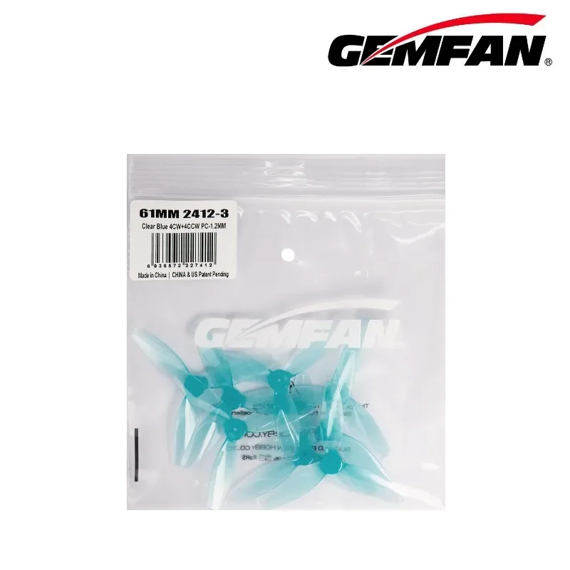 8 pares (8CW + 8CCW) Gemfan 2412-3 hélice de 3 aspas orificio de 61mm 1,2mm para Motor cepillado FPV Tinywhoops 8520