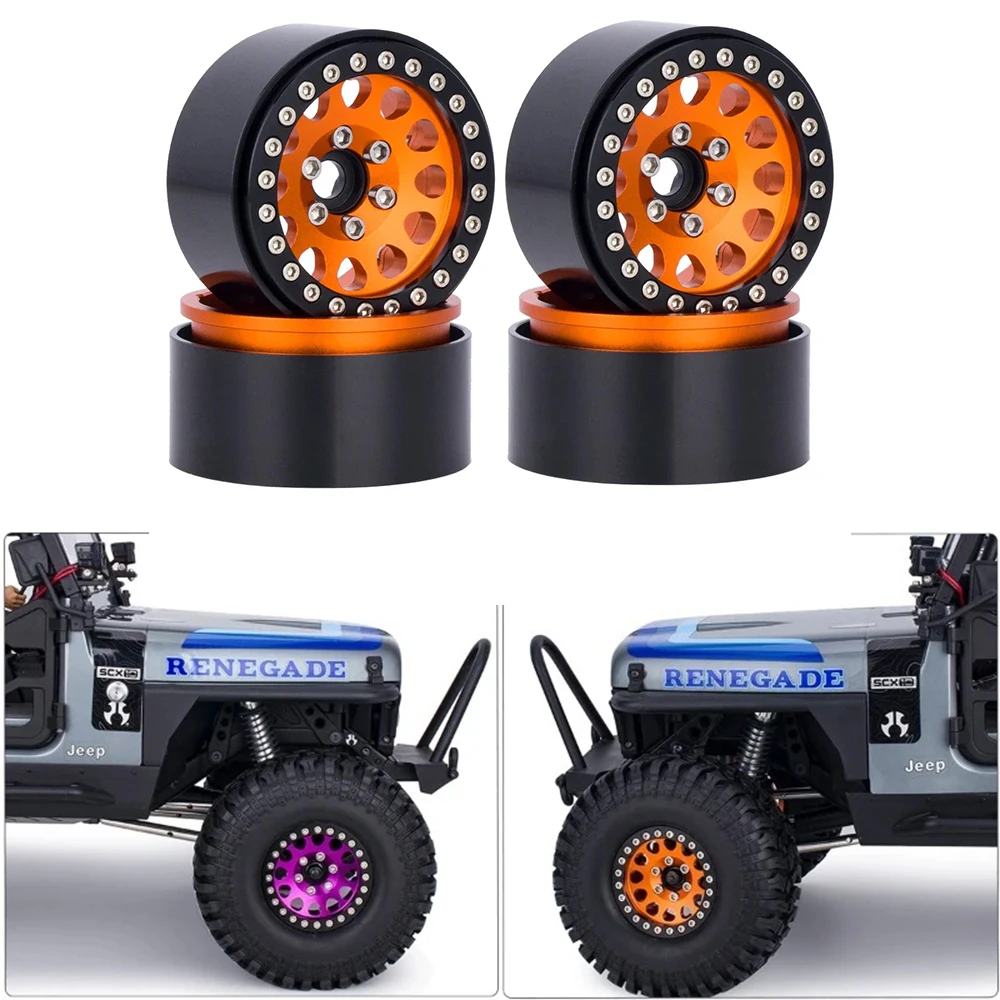 4 Stück 1,9 Zoll Aluminium Beadlock-Räder für 1/10 RC Crawler Passend für Axial SCX10 Wraith TRX4 TRX6 D90 Tamiya Capra RC Auto