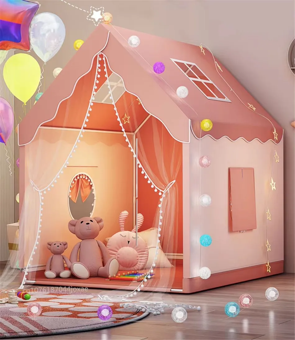 Kids Princess Castle Tent Indoor Folding Play House for Children Game Tents Birthday Gift for Boys Girls Bedroom Decor