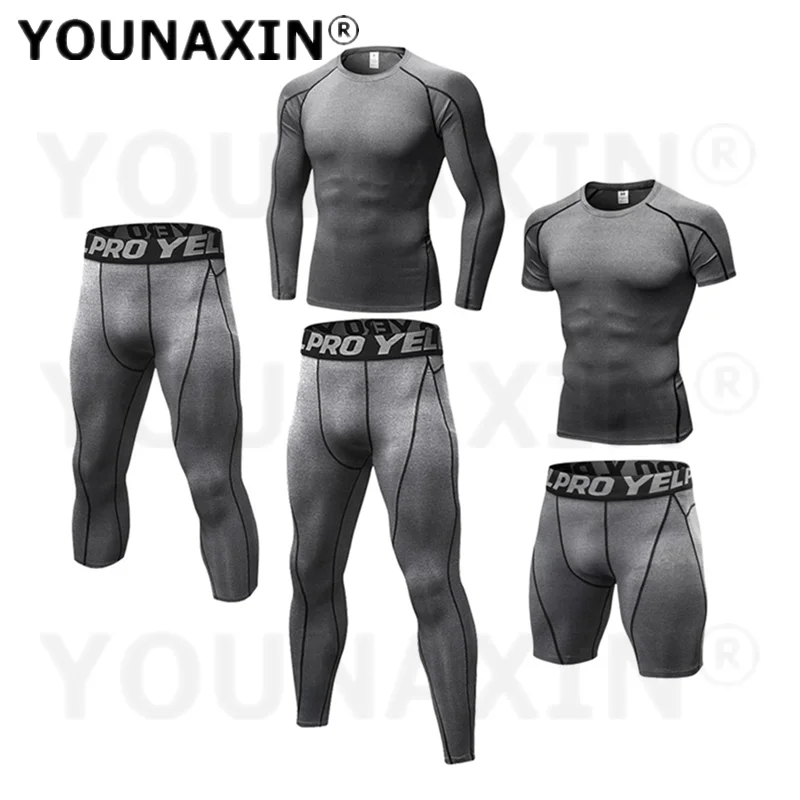 Men Running T-shirts Fitness Gym Shorts Training Top Breathable Cropped Gray Pants Quick-drying Trousers Sportswear S M L XL 2XL