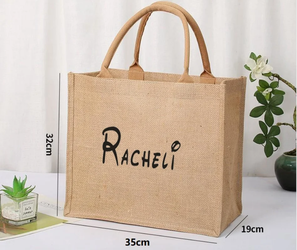 

Personalized Printing Blank Handheld Linen Bag Retro Tea Gift Bag Huangma Shopping Linen Bag Handheld Bridesmaid Gift for Brides