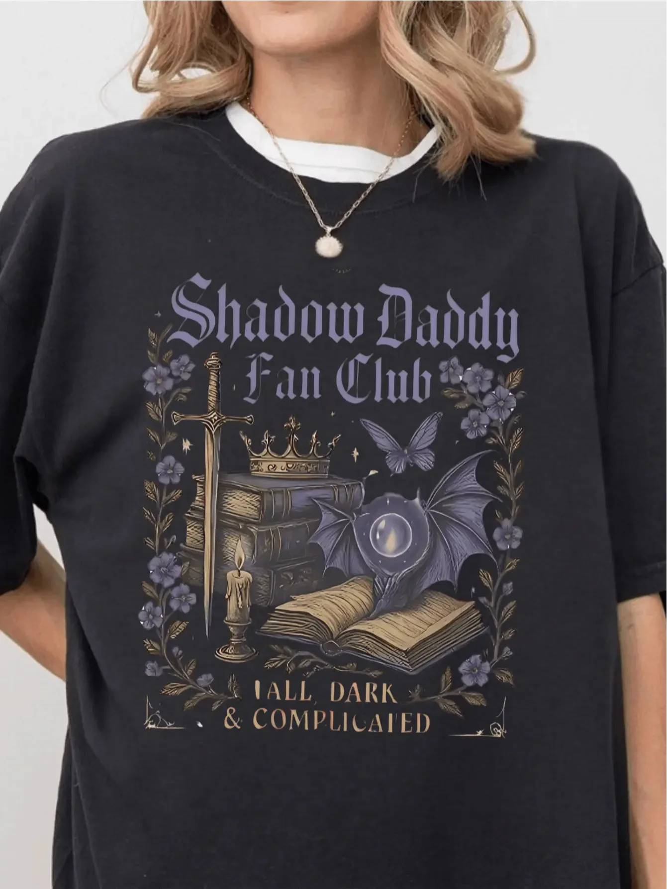 Shadow Daddy Romantic Fantasy T-Shirt Shadow Daddy Book Club Shirt Black Romantic Top Gift for Book Lovers Washable in Machine