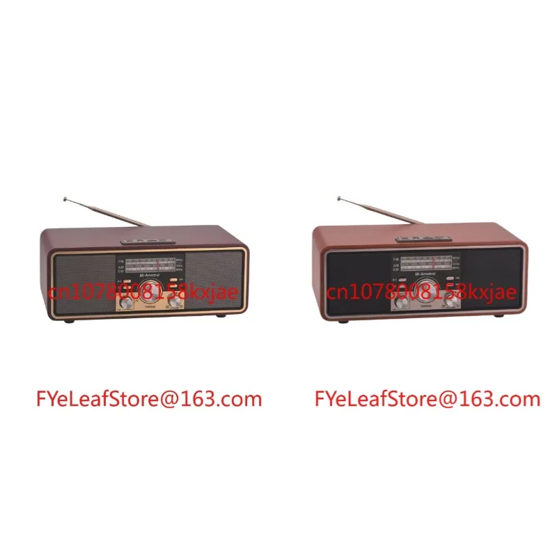 

Wooden Retro Bluetooth Speaker Home Dual Speaker Card Radio Subwoofer Desktop Stereo