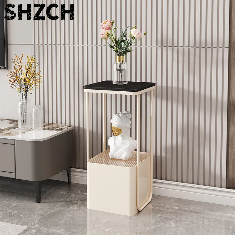 Cream Style Metal Shelf 2-Tier Durable Flower Stand Stable Study Decor Living Room Floor Storage Rack for Home Organization
