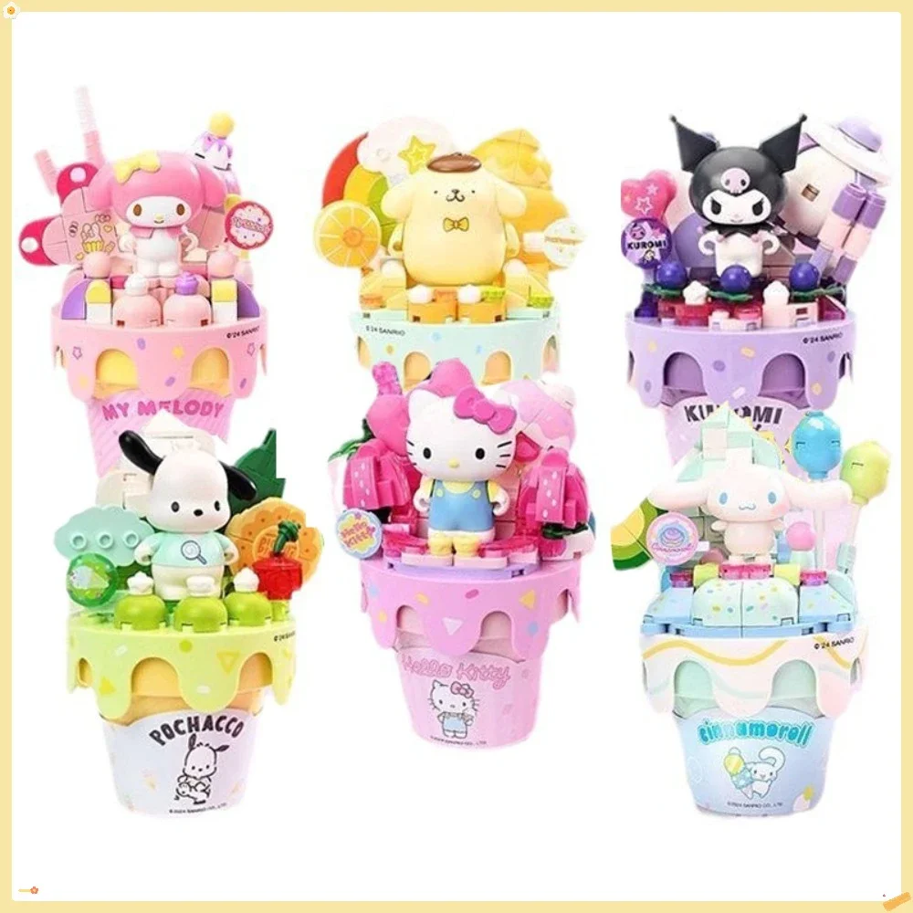 

Keeppley Sanrio Egg Bucket Ice Cream Popular Character HelloKitty Melody Cinnamoroll Building Block Model Toy Cute Girl Gift