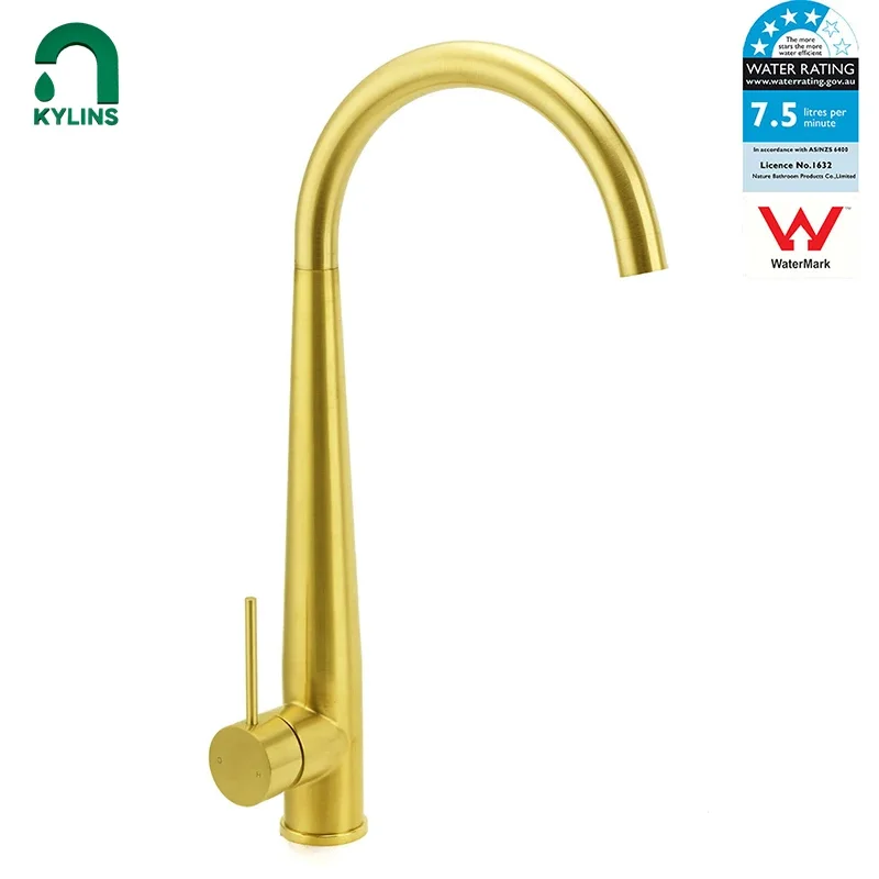 KYLINS Home Morden metal Brushed Gold Kitchen Faucet SUS304 Round Cone Kitchen Mixer Tap Laundry Sink Basin Faucet Spout