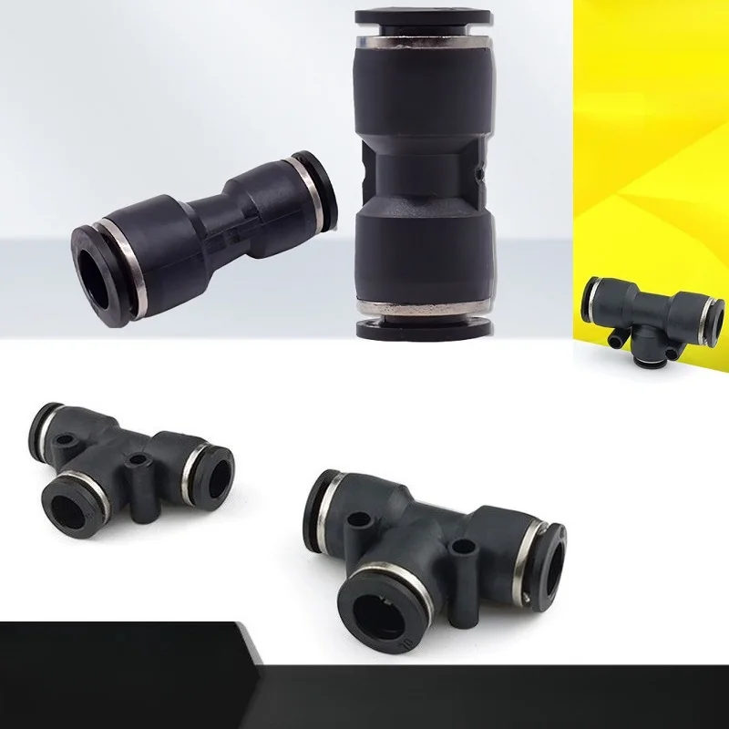 

Pneumatic Fitting High Strength Plastics Black 4/6/8/10/12/14/16mm Pipe Connectors Fittings Thread Tube Connector Adapter New
