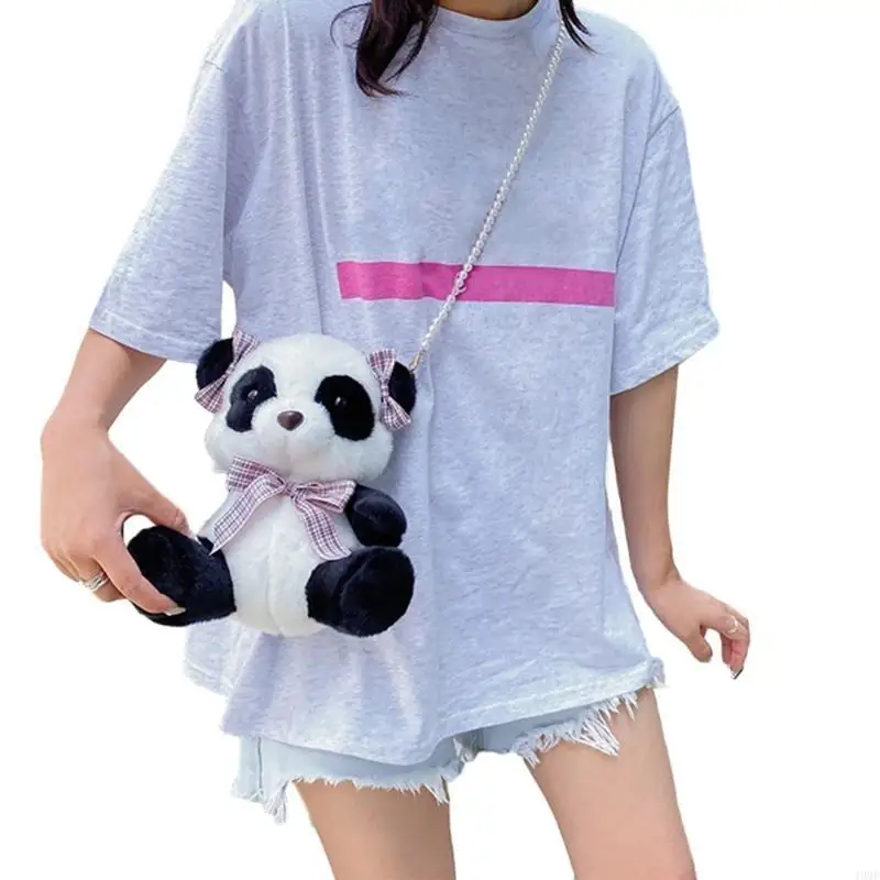 49MF hoạt hình panda túi vai dành cho trẻ phụ nữ dễ thương đồng tiền cổ cô gái sang trọng trong túi mùa