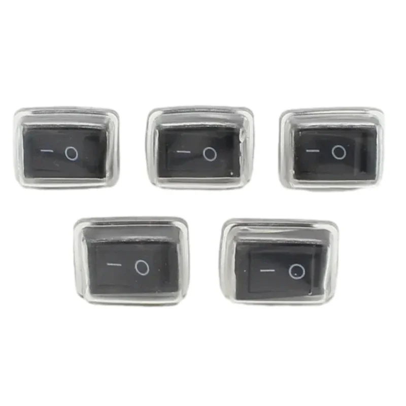 5Pcs/Lot Black Push Button Mini Switch 6A-10A 110V 250V 2Pin Snap-in On/Off Rocker Switch 21MM*15MM with waterproof cover Black