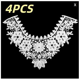 4pcs Fake Collar Hollow Lace Embroidered False Collar Neckline Sewing Collars T-shirt Corsage Costume Decoration Accessories