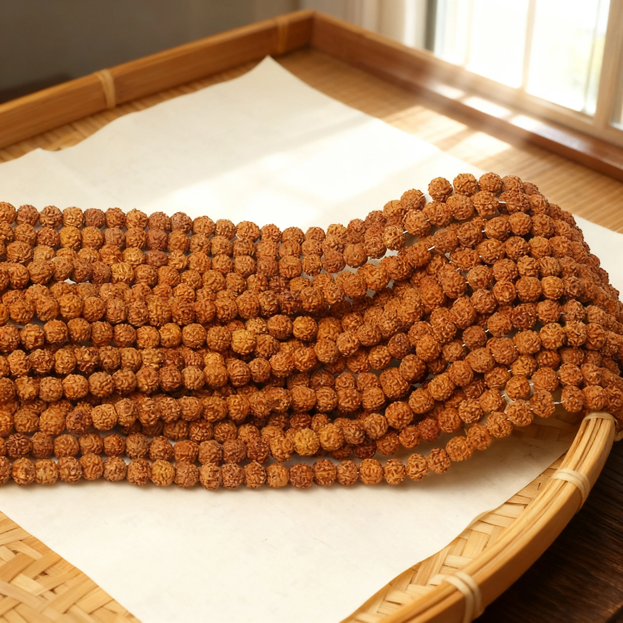 Natural Rudraksha Bodhi Beads 108 7MM Beads DIY Making Bracelets Long Necklace Prayer Buddhist Meditation Jewelry Spiritual Mala view 6