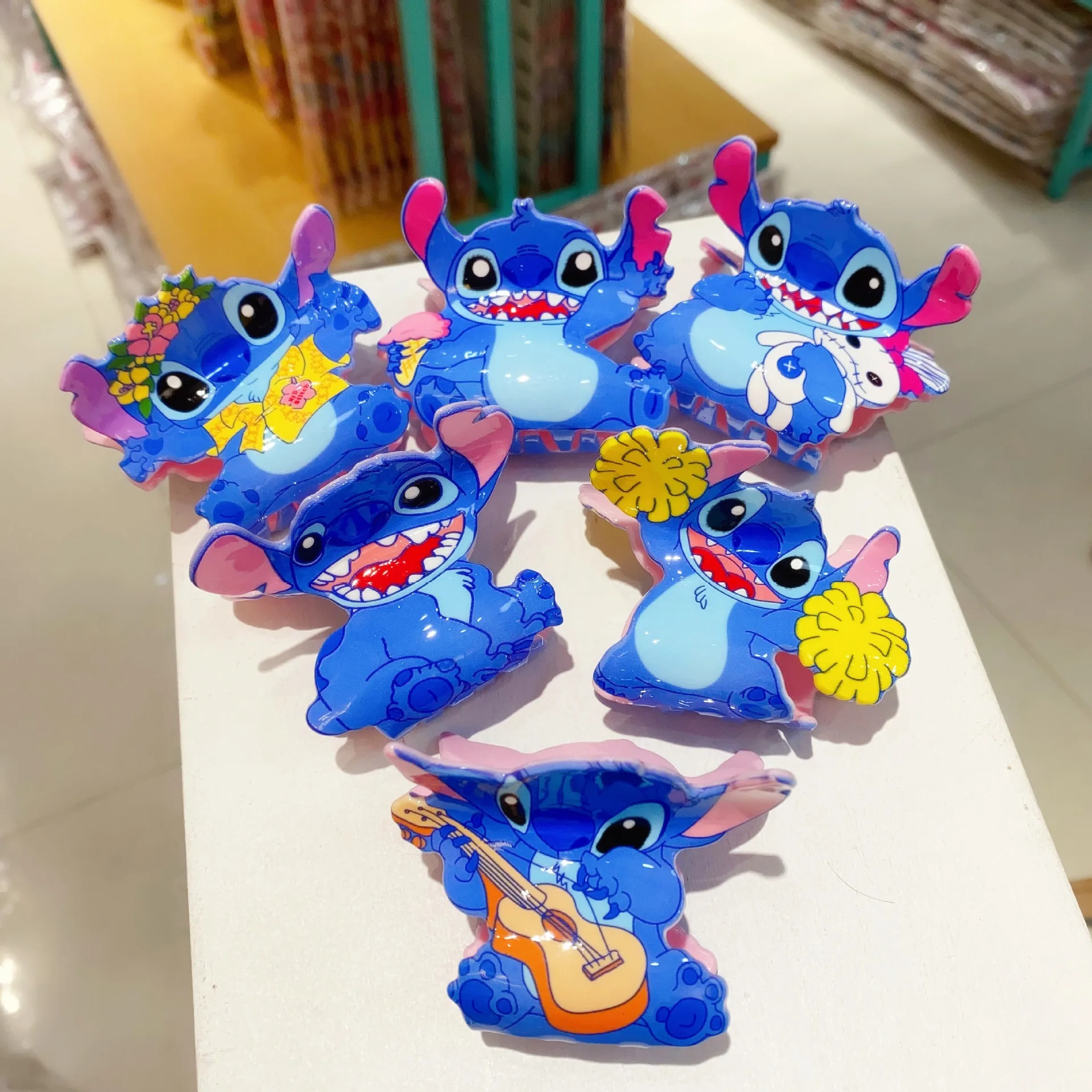 Randomly select 1 anime Disney cute cartoon blue Stitch acrylic hair clip hair accessory party gift