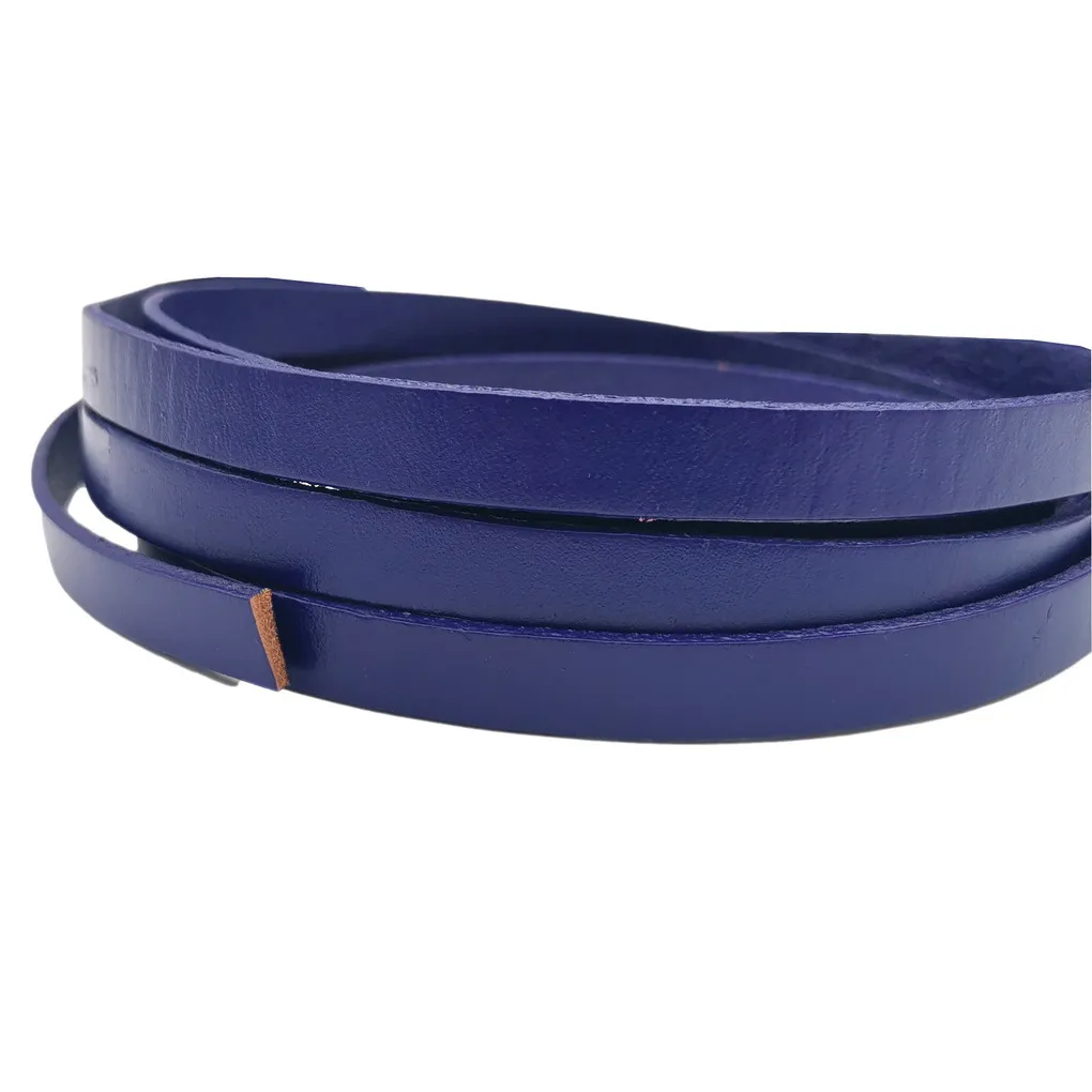 

10mm Bracelet Band Flat Real Leather Strip 10x2mm Purpleish Blue