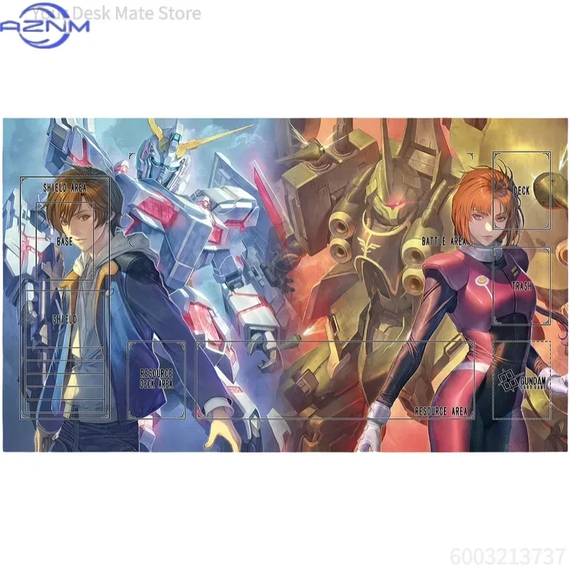 Purple Orange Heavy Mecha TCG Playmat, Sci-Fi Armored Robot Non-Slip Rubber Card Game Table Mat
