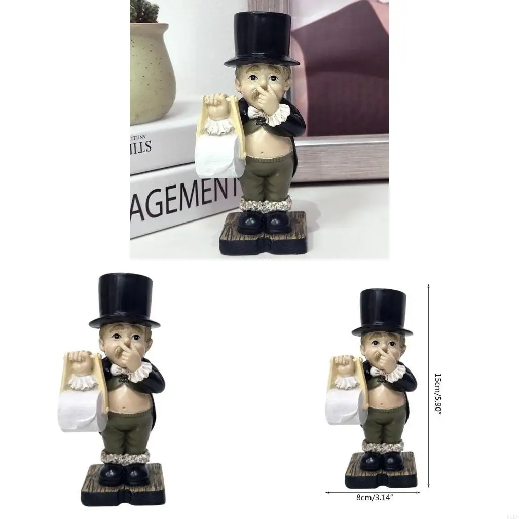 62KD Toilet Butler Statue Resins Housekeeper Holding Nose Figure Funny Bathroom Figurine Modern Sculpture Home Decors for Shelf