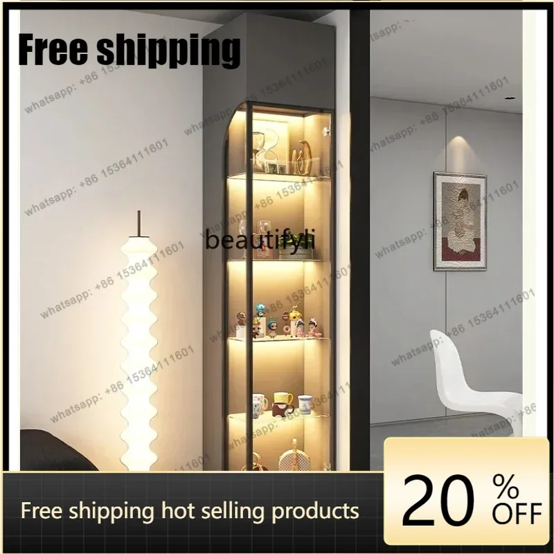 JJ Glass Wine Cabinet Light Luxury Display Cabinet Home Wall Storage Corner Multifunctional Locker