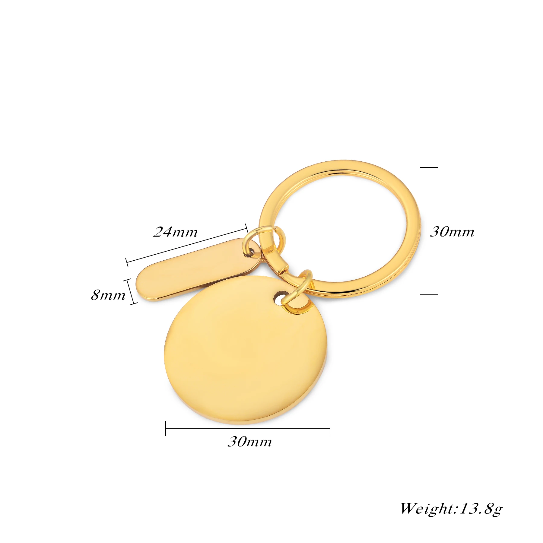 10Pcs High Quality Stainless Steel Keychains Mirror Polishing Round Geometry Charms Pendant Accessories Jewelry Keyring