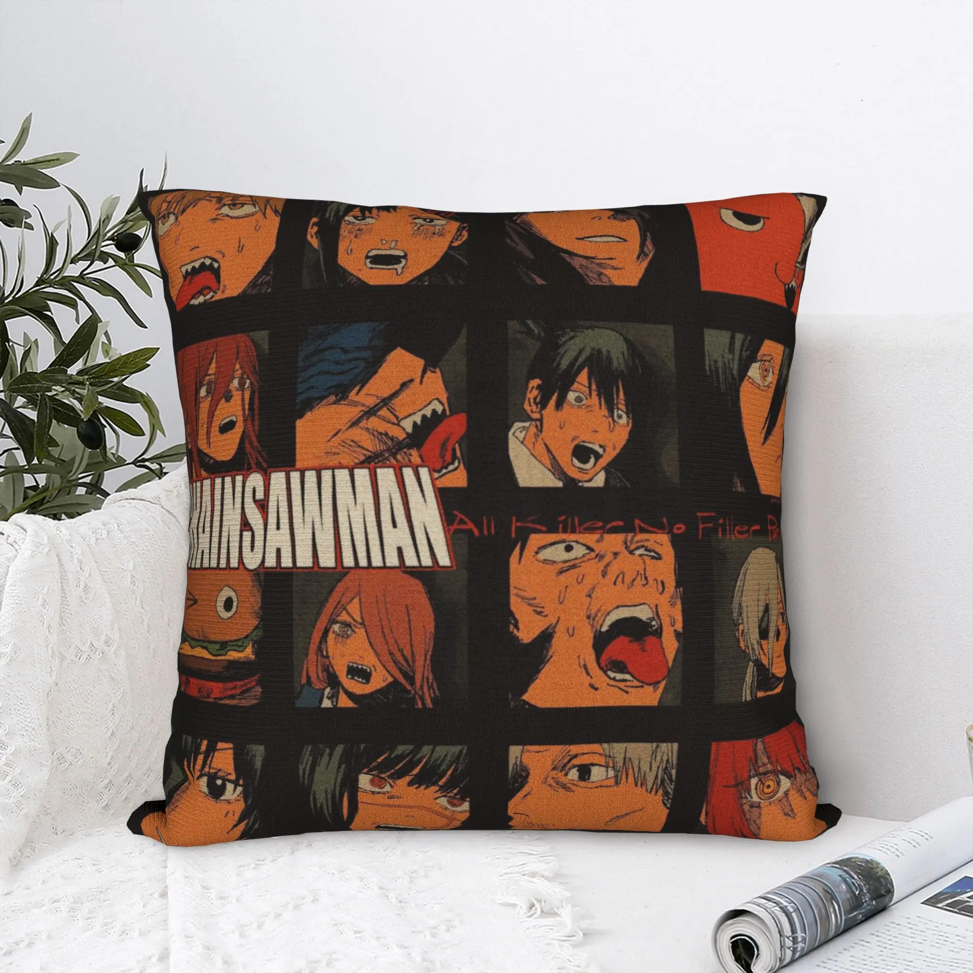 Chainsawes Man Modern Pillow Cover Home Decor  Chair Cushion