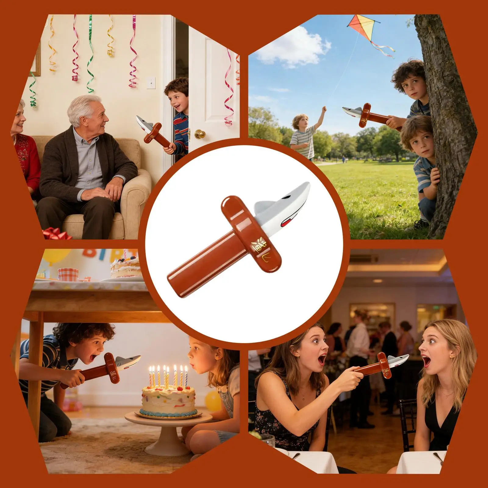 Giocattolo di retrazione Design di squalo retrattile Taglierina giocattolo di retrazione di puntello di lunga durata per le vacanze di compleanno di feste all'aperto per interni domestici